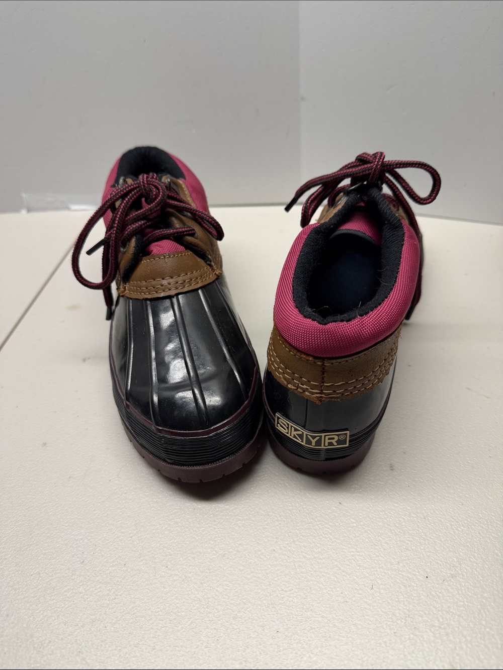 SkyR Waterproof Duck Boots for Women in Maroon and Brown